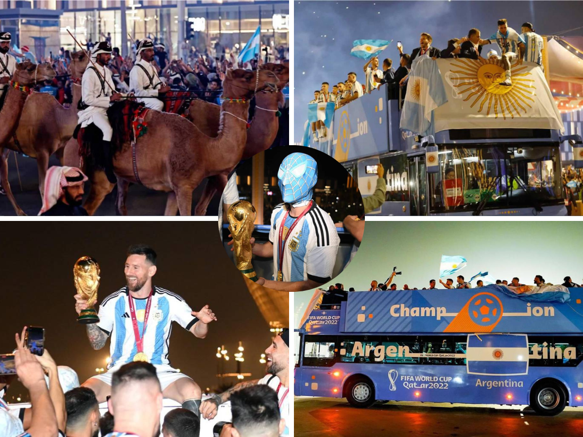Camellos, alcohol y jeques: La exuberante caravana de la selección de Argentina en las calles de Doha