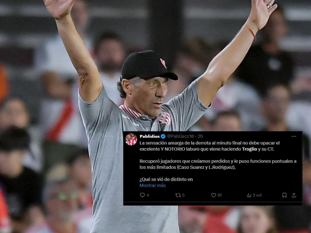 Prensa de Argentina se rinde ante Troglio a pesar de la derrota con River en el Monumental: “es bravísimo”