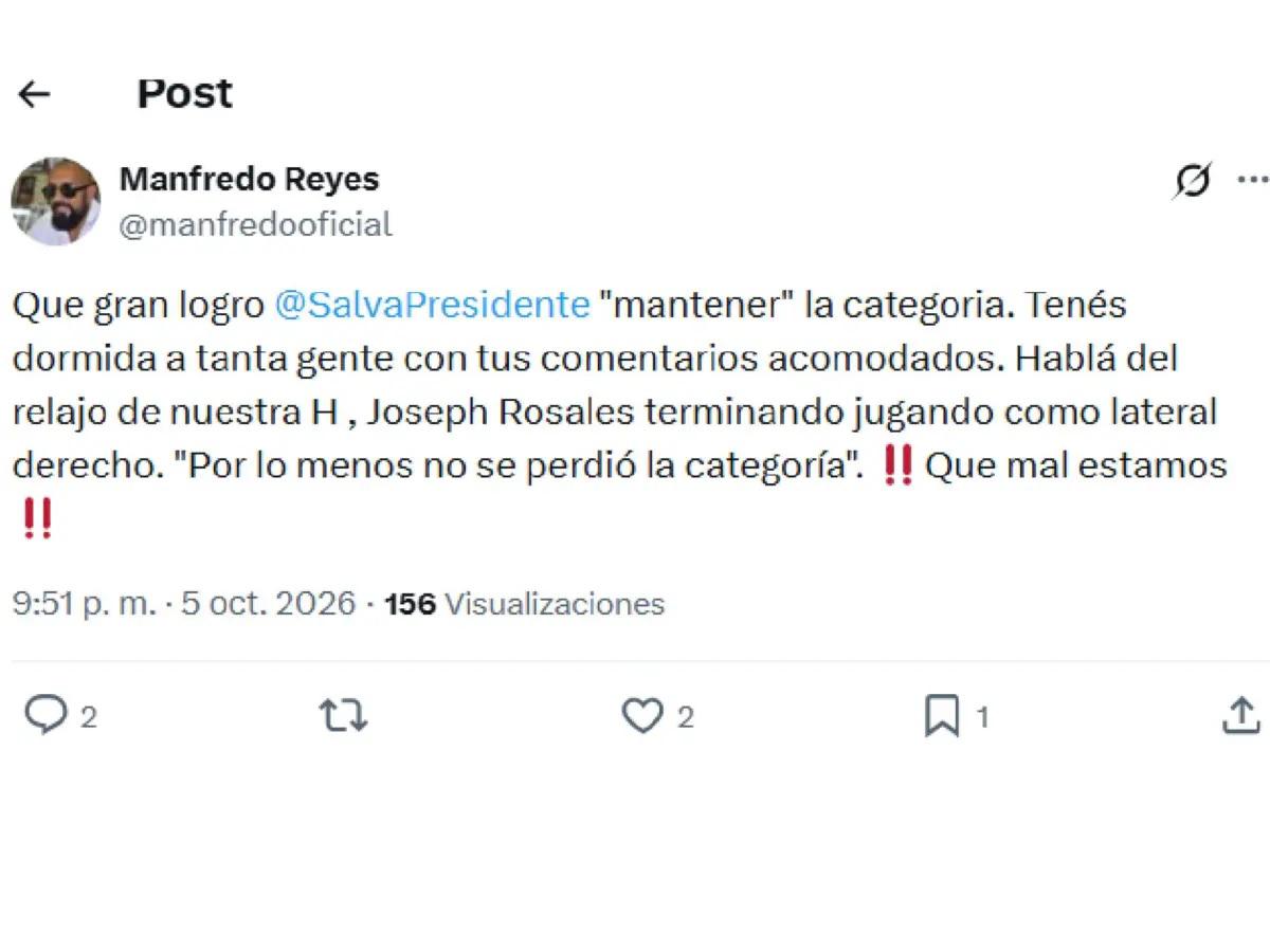 Pavón señala esto y la reacción tras el fracaso de Honduras: No deben volver