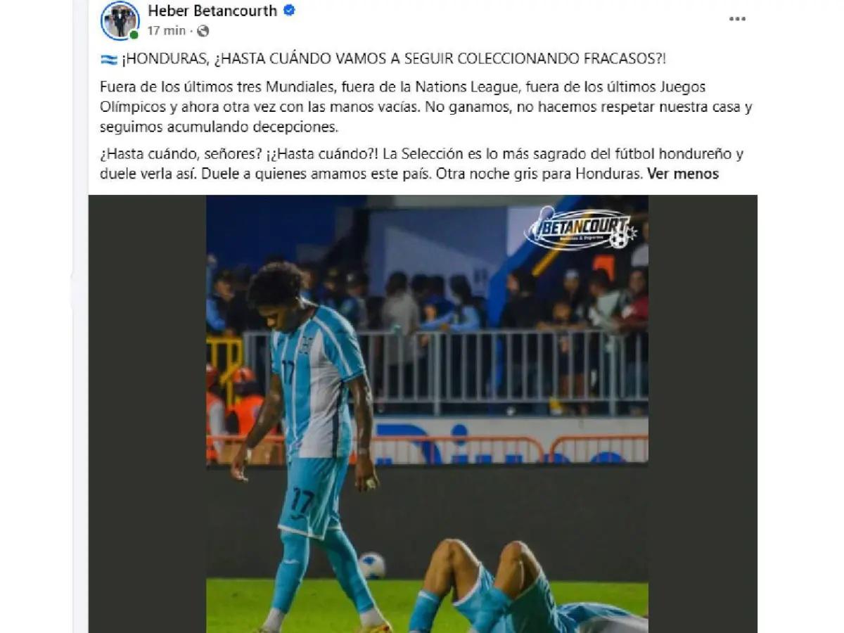 Pavón señala esto y la reacción tras el fracaso de Honduras: No deben volver