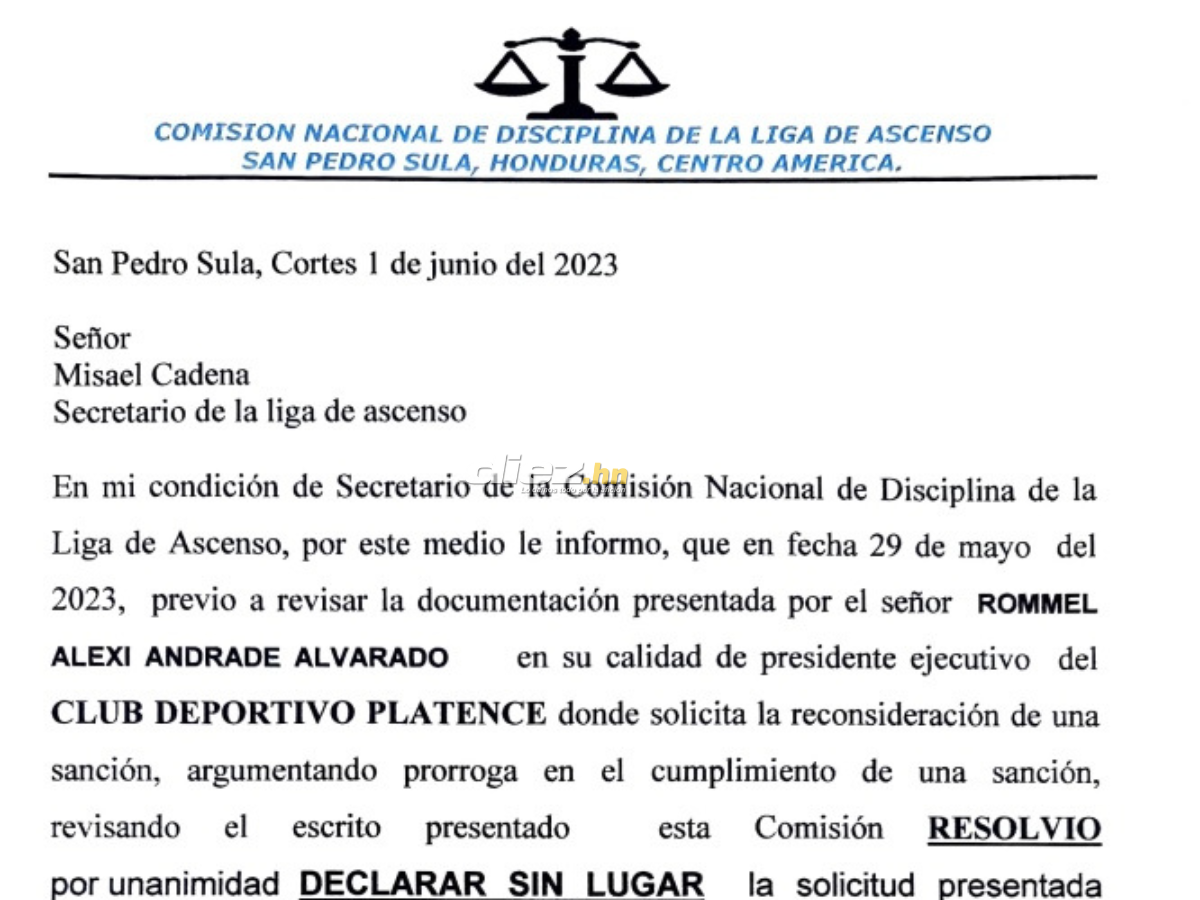 La respuesta de la Comisión de Disciplina al Platense de Puerto Cortés. El “Tiburón” se quedó sin estadio para el cierre del Clausura 2023.