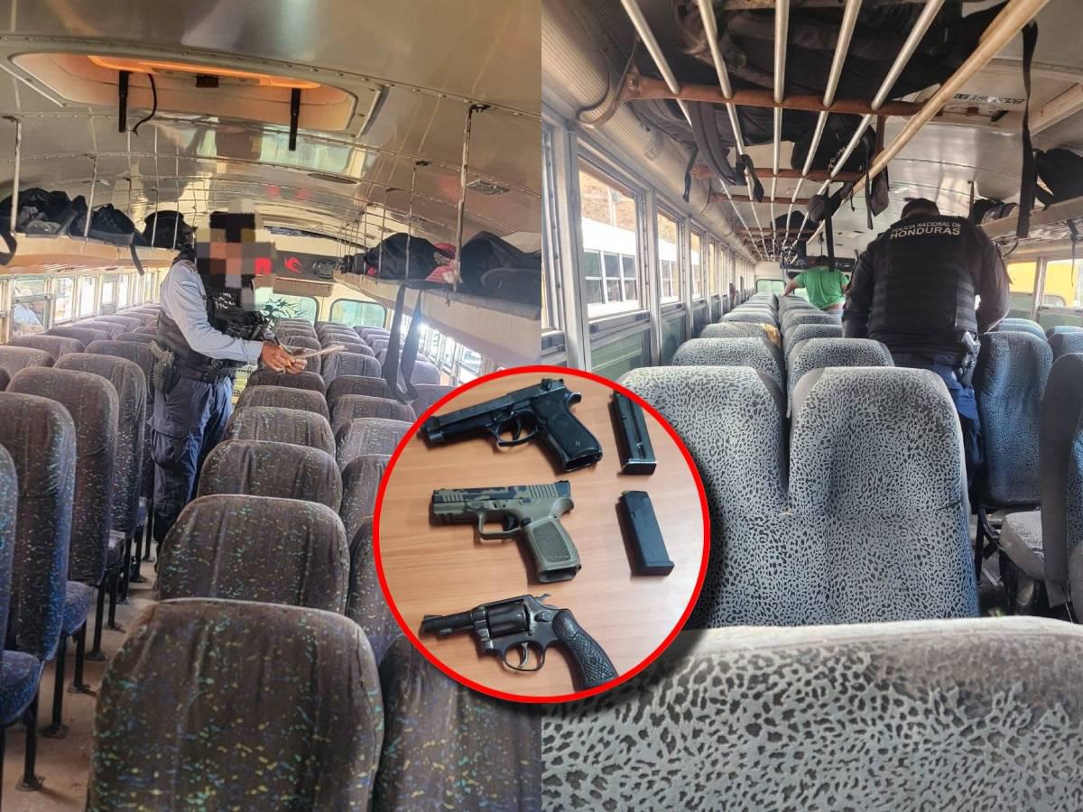 La Policía Nacional de Honduras decomisa armas de fuego a los 'Mega Locos' que viajaban para el Olimpia vs Real España