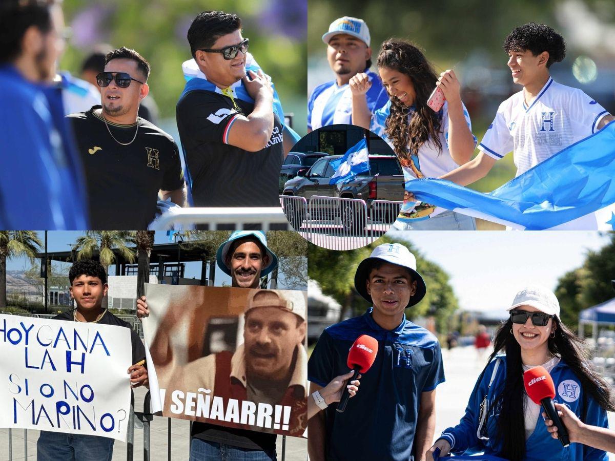 Carrazo con la bandera de Honduras, la loca pancarta, el gringo-catracho, Real España presente y la fiesta en California
