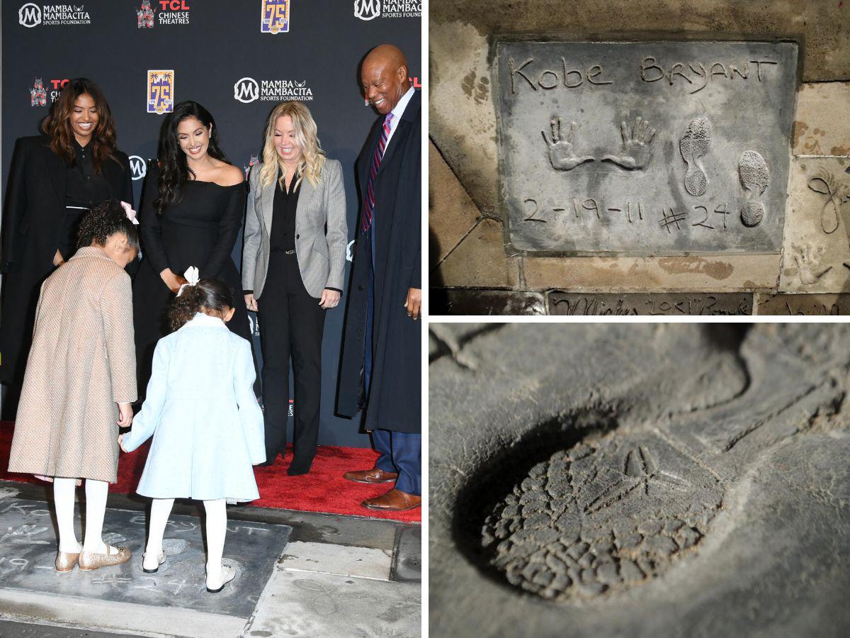 Las huellas de Kobe Bryant son inmortalizadas en Hollywood: Viuda e hijas de Kobe Bryant lo recuerdan en emotivo evento