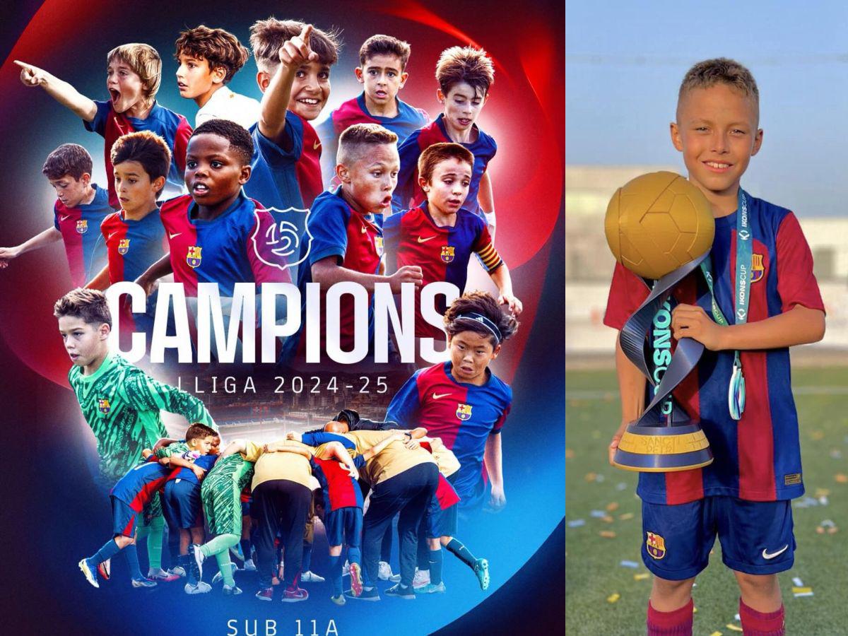 Hondureño destaca en La Masía: Se coronó campeón con la Sub-11 del Barcelona tras brillante temporada