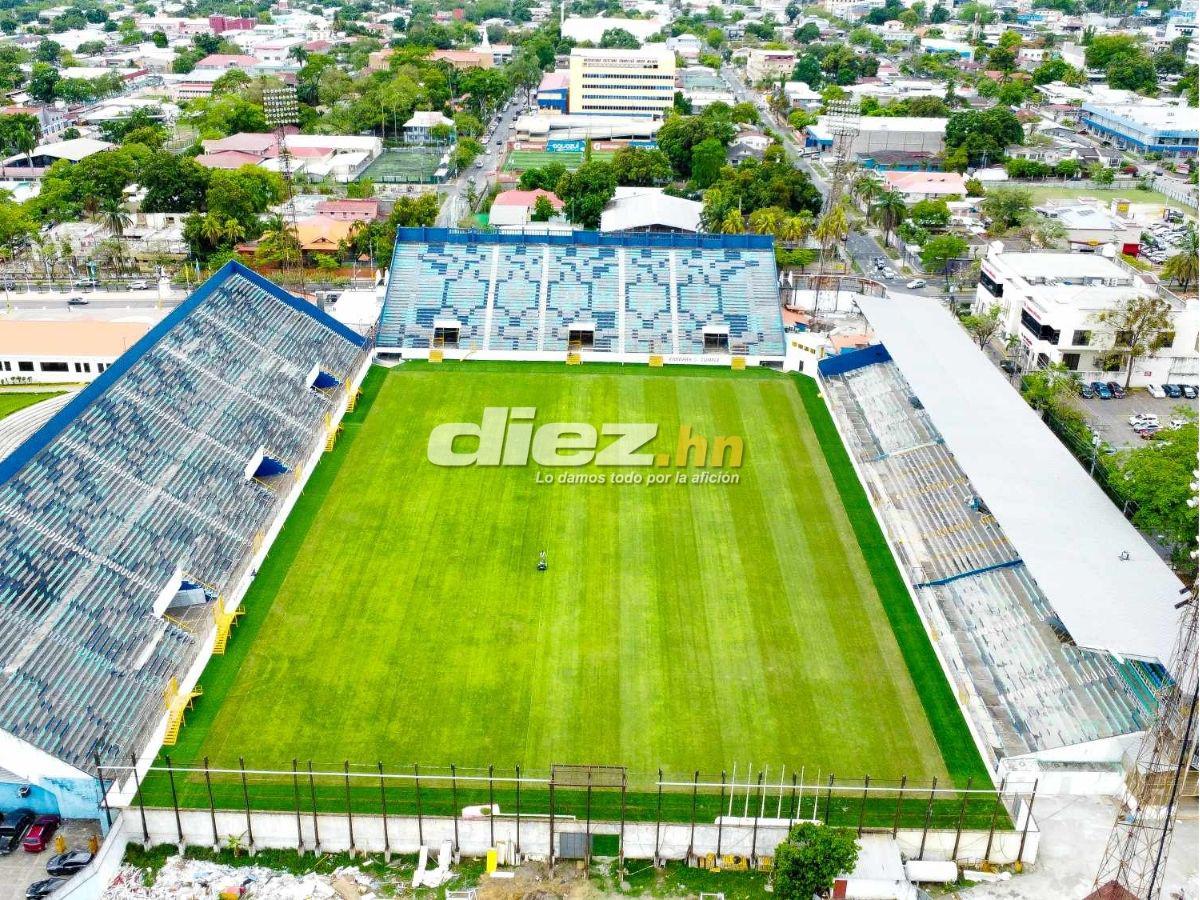 ¡Es una alfombra! Estadio Francisco Morazán luce impresionante desde la altura y está en la fase final del proyecto