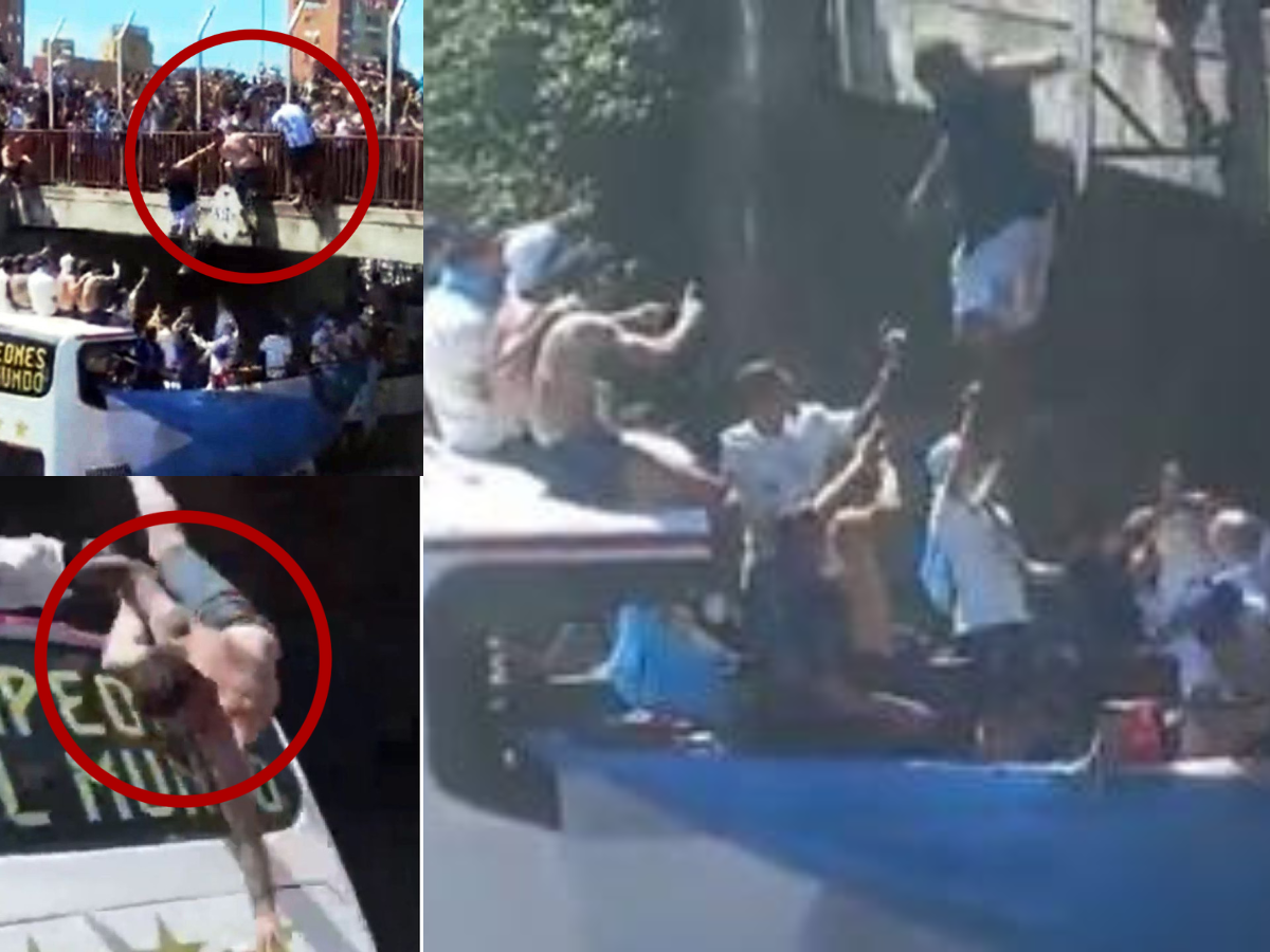 ¿Qué sucedió con el aficionado que se tiró del puente durante la caravana de la selección de Argentina?