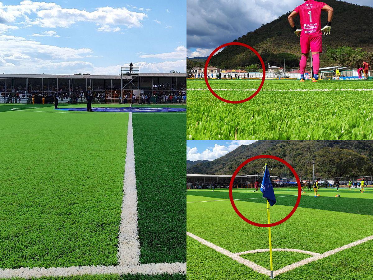 ¡Una mesa de billar! Las fotos que dejó el histórico choque Juticalpa-Génesis en el Estadio Óscar Peralta de Olancho