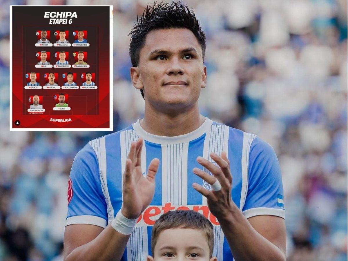 ¡Denil Maldonado brilla en Europa! El hondureño fue elegido en el 11 ideal de la jornada en la Liga de Rumanía