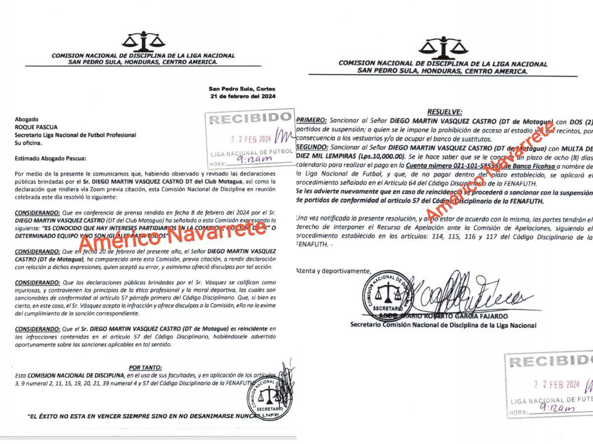 La Comisión de Disciplina no perdonó a Diego Vázquez, que se tuvo que morder la lengua ante las declaraciones vertidas por el castigo a Rubilio Castillo. FOTO: Américo Navarrate.