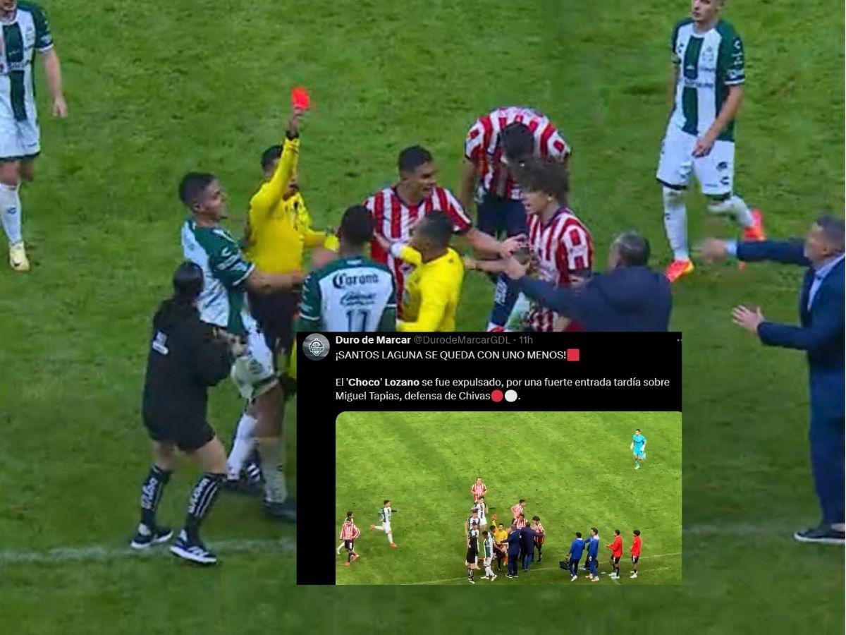 Prensa mexicana arremete contra el “Choco” Lozano tras infantil expulsión en el Santos vs Chivas: “Increíble”