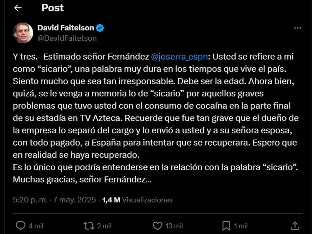 Fin de la relación: Faitelson fulmina a José Ramón Fernández con una pelea de enemigos: Tuvo problemas con el consumo de...