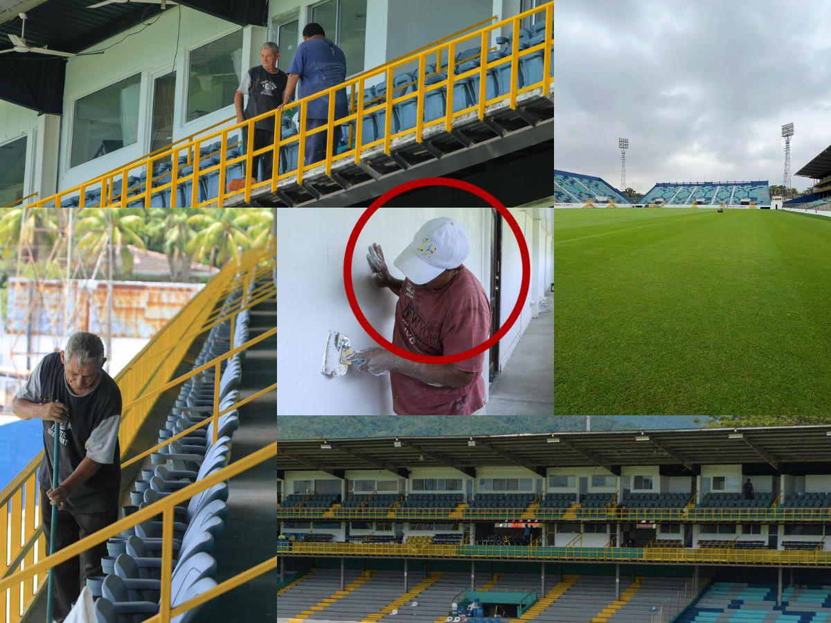 Pintura nueva e instalación de butacas en el Estadio Morazán: así pulen el recinto sampedrano previo a su reapertura