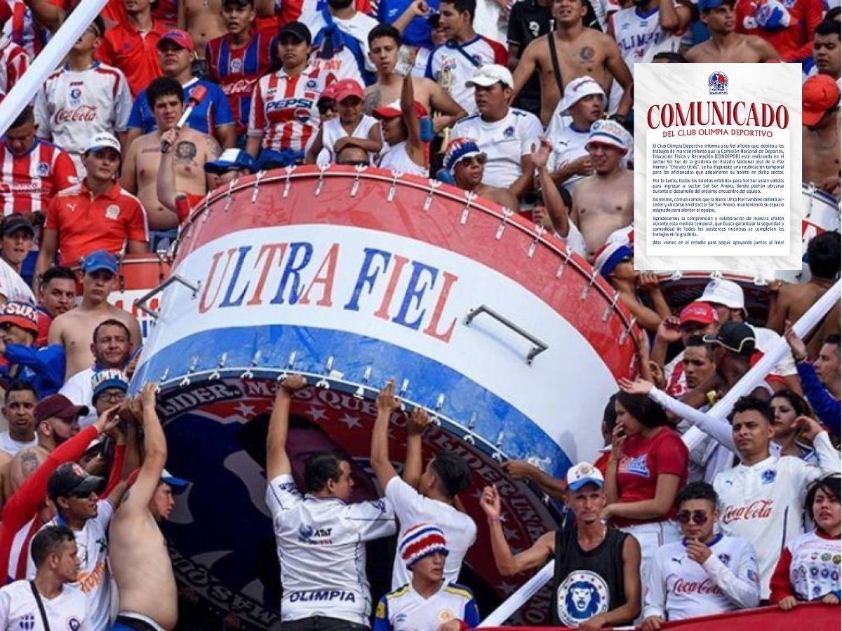 Olimpia anuncia cierre temporal de Sol Sur del Estadio Nacional para el choque ante Lobos UPN: Esto dice el comunicado