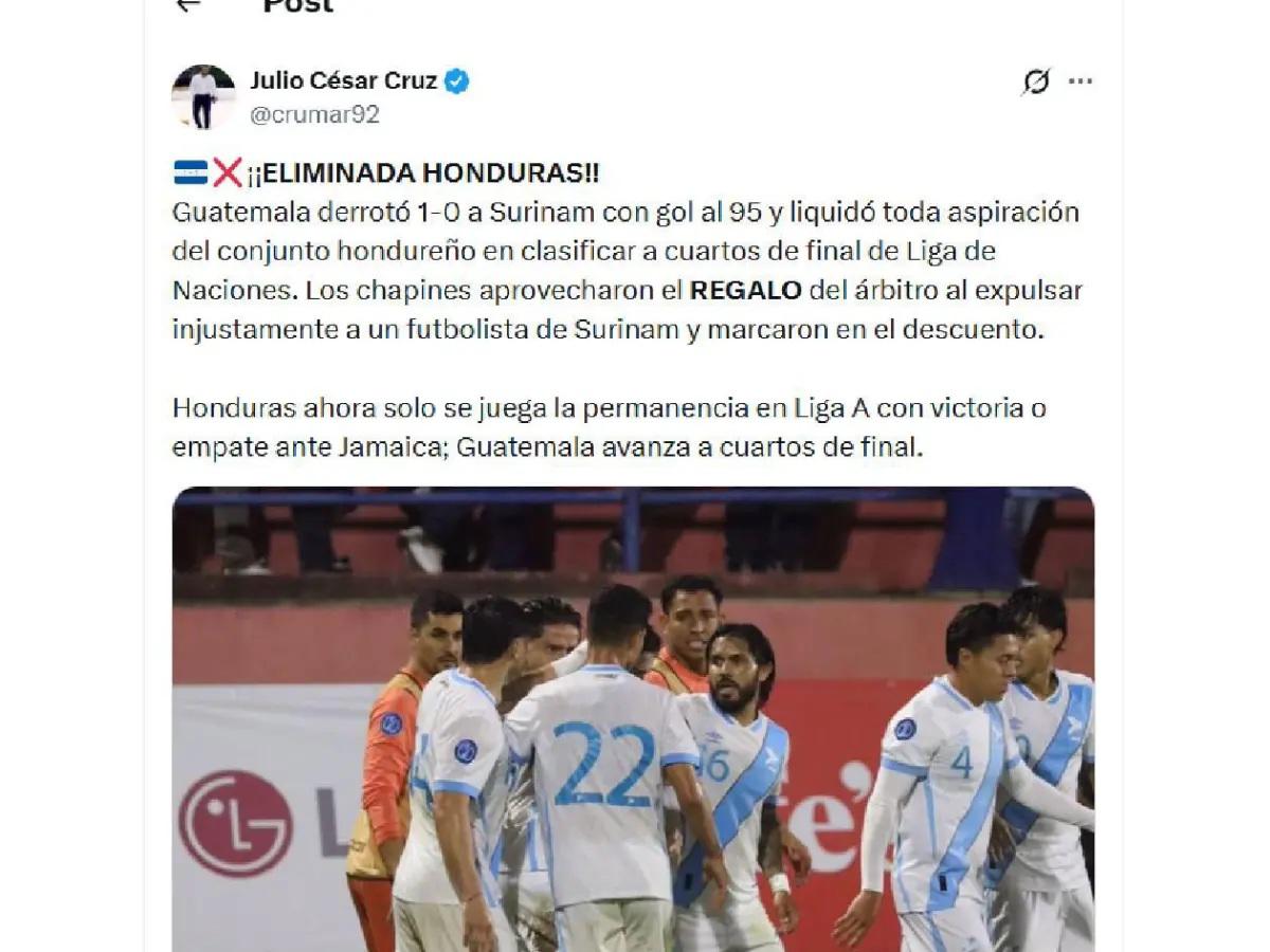 Pavón señala esto y la reacción tras el fracaso de Honduras: No deben volver