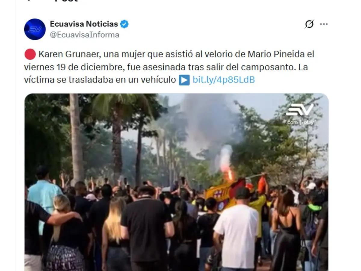Muerte Mario Pineida: llegó al funeral del jugador del Barcelona SC y fue asesinada; esto dice el informe de la policía