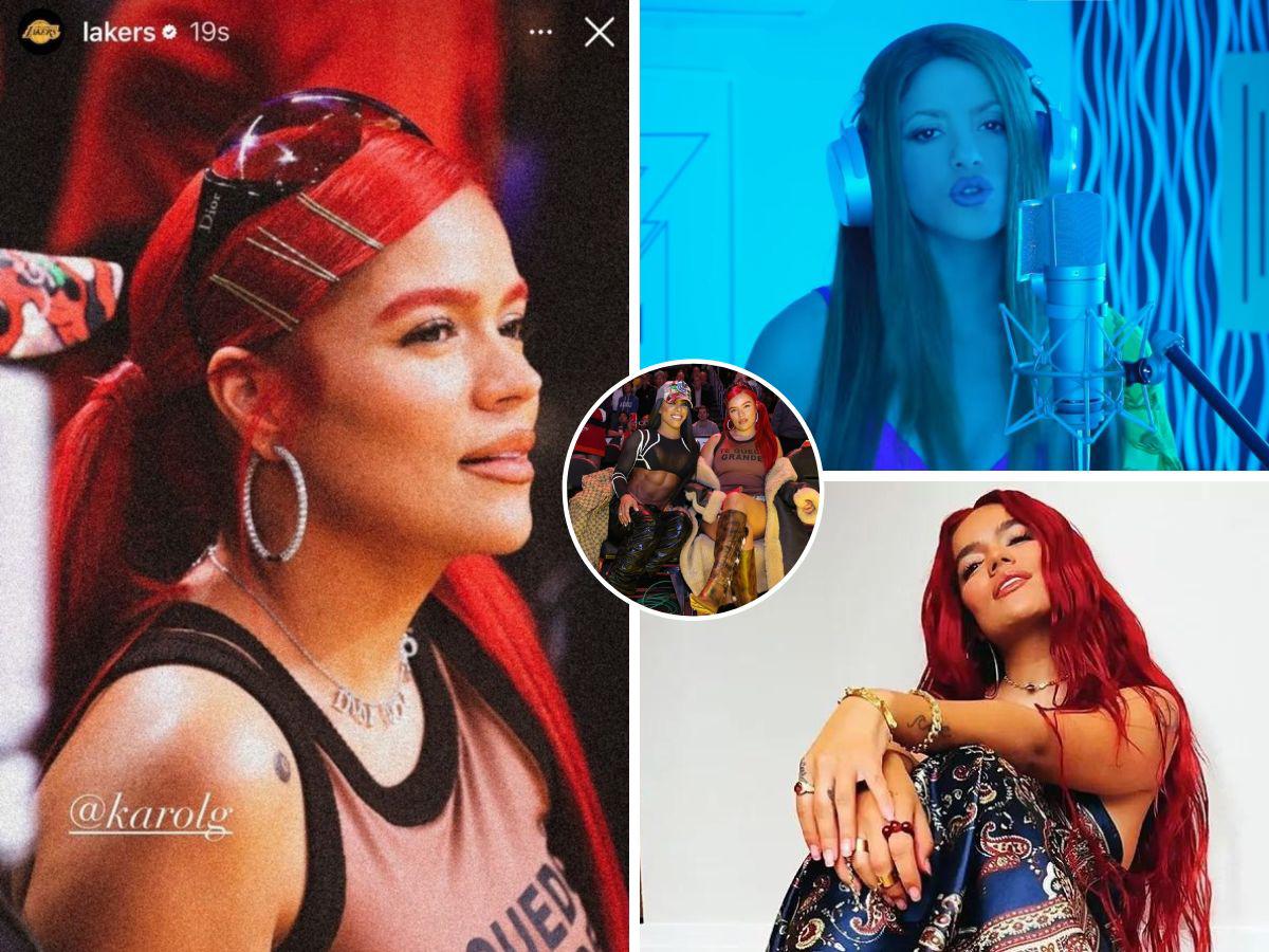 Karol G está del lado de Shakira: La cantante se puso una camiseta en apoyo a la canción contra Piqué y la lució en juego de NBA
