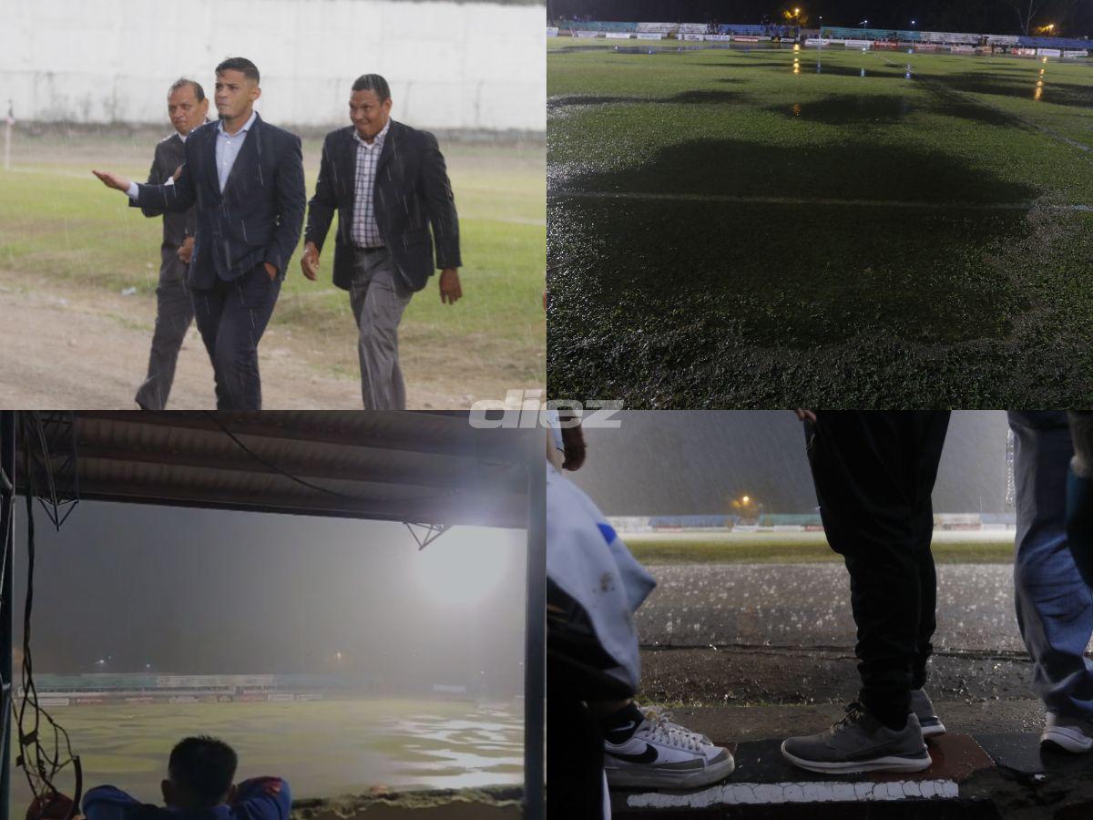 La lluvia azotó la finalísima en Siguatepeque: los locos del Independiente bajo el agua y la cancha parecía río