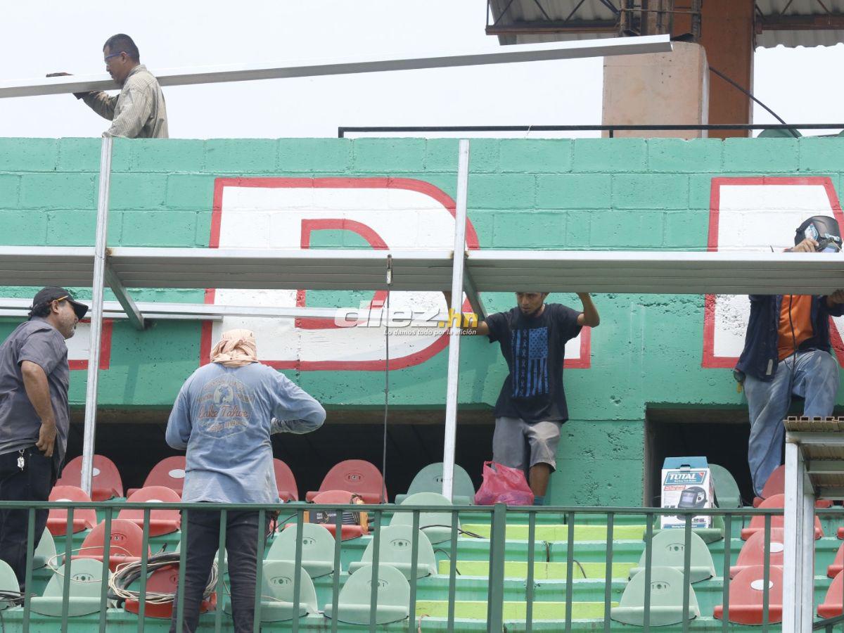 Así embellecen el nuevo Estadio Yankel Rosenthal que albergará la final entre Marathón vs Olimpia; ¡habrá luz artificial!