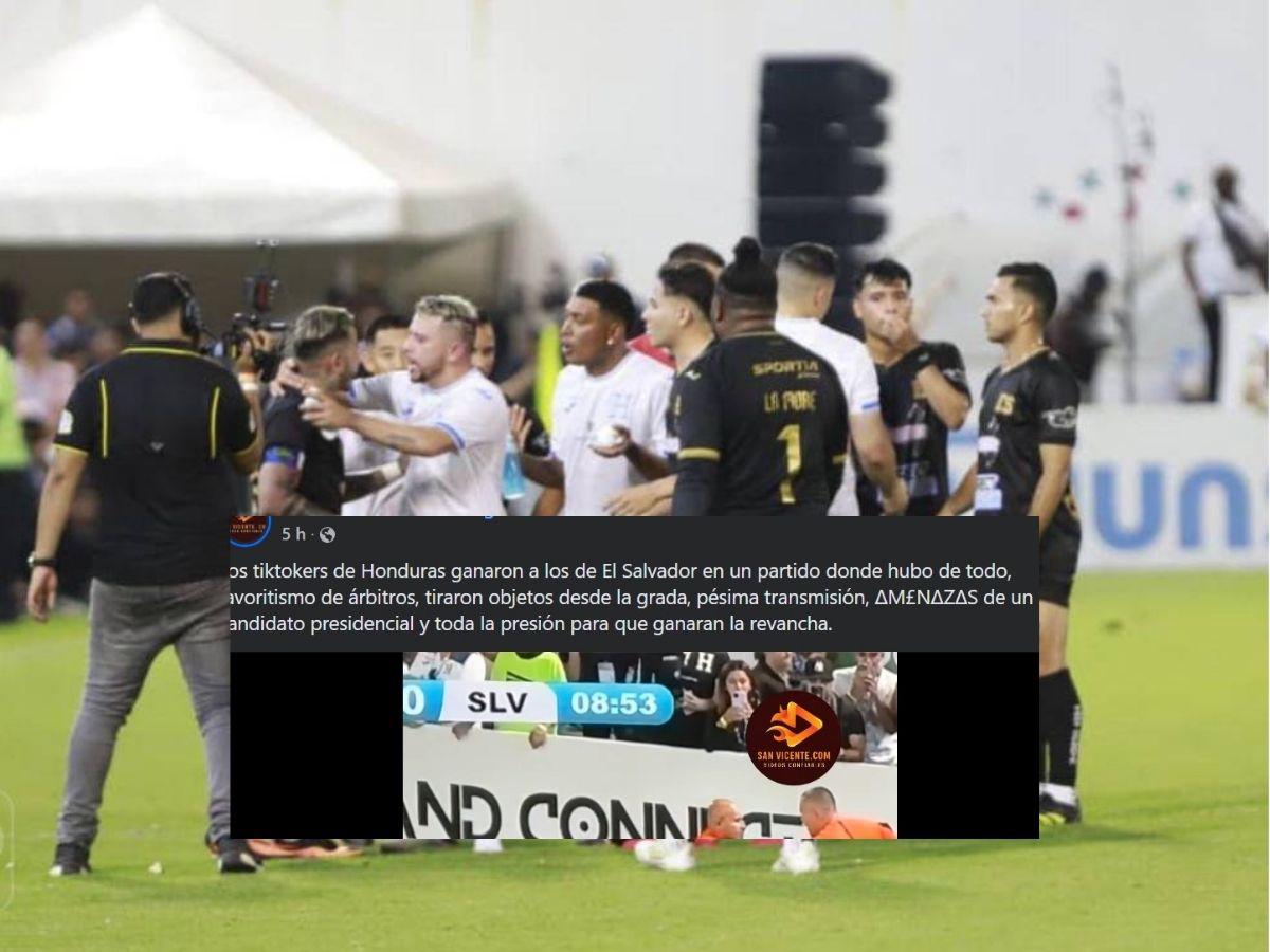 Prensa de El Salvador denuncia trampa y malos tratos de aficionados hondureños en juego de tiktokers: quedaron mal