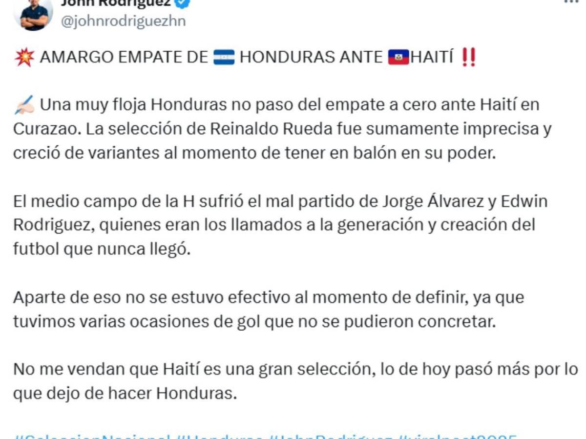 Periodista de Panamá se mofa de Honduras y reconocido portero de Liga Nacional se molesta tras empate de la Bicolor