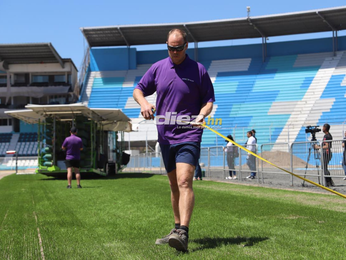 ¡Como mesa de billar! Así avanza la instalación de la nueva grama del Estadio Nacional Chelato Uclés, ¿cuándo quedaría lista?
