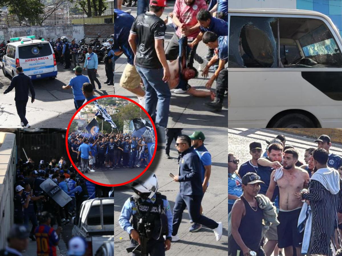 FOTOS: heridos, disparos y el momento de caos que se vivió en el enfrentamiento entre barras de Motagua y Olimpia