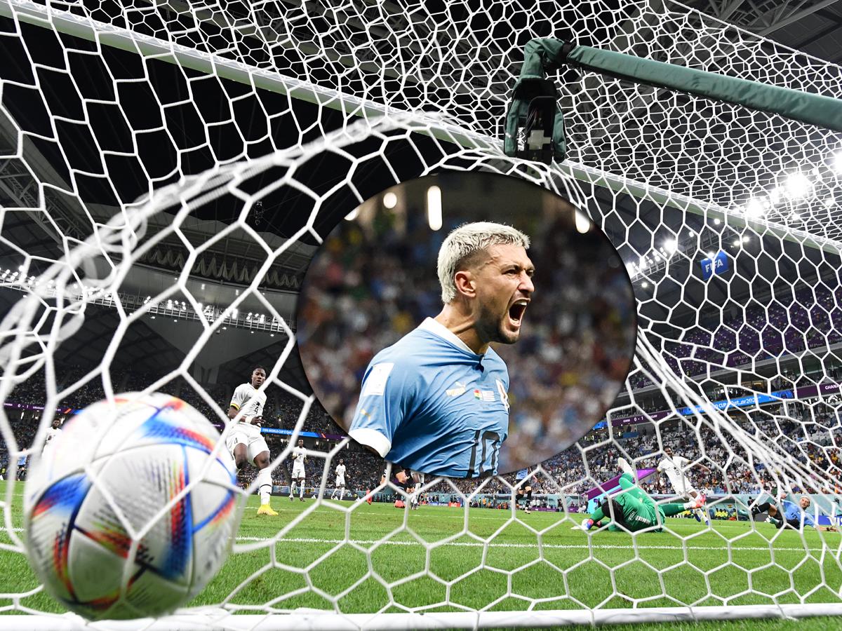 ¡Así se rompe la muralla ghanesa! En seis minutos Arrascaeta anota doblete para poner arriba a Uruguay