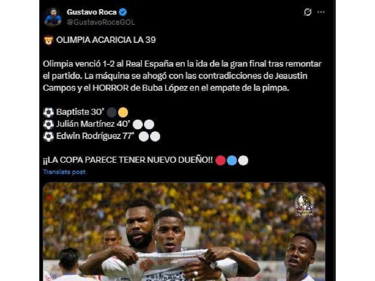 El León acaricia la 39: la prensa señala al culpable de la derrota de Real España y elogian a Olimpia tras la remontada