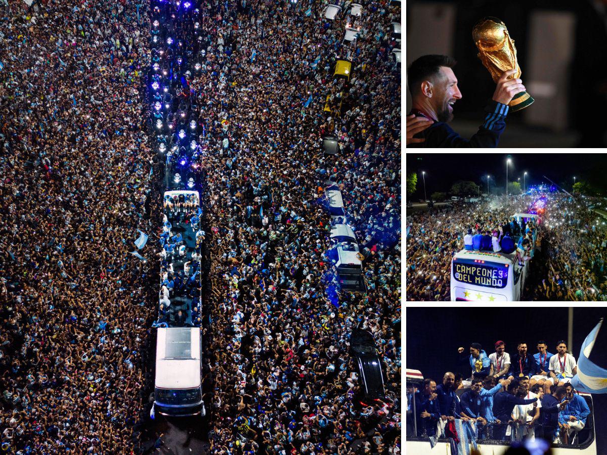 La copa está en casa: El espectacular recibimiento en Argentina a Messi y los campeones del Mundo