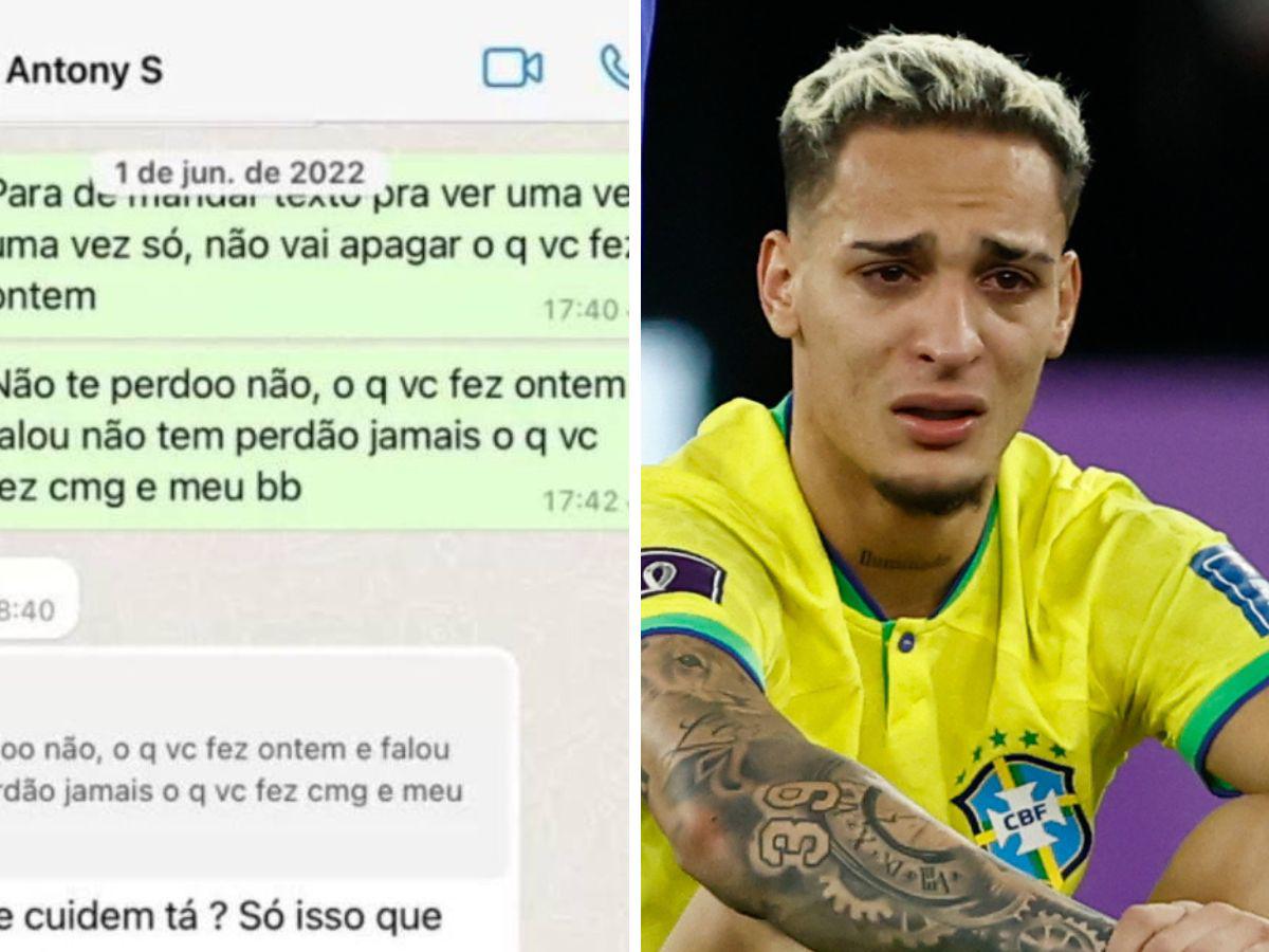 Filtran chats y fotos de brasileño Antony contra su expareja: “Vete a la m.....”; La Selección de Brasil lo echó para las eliminatorias