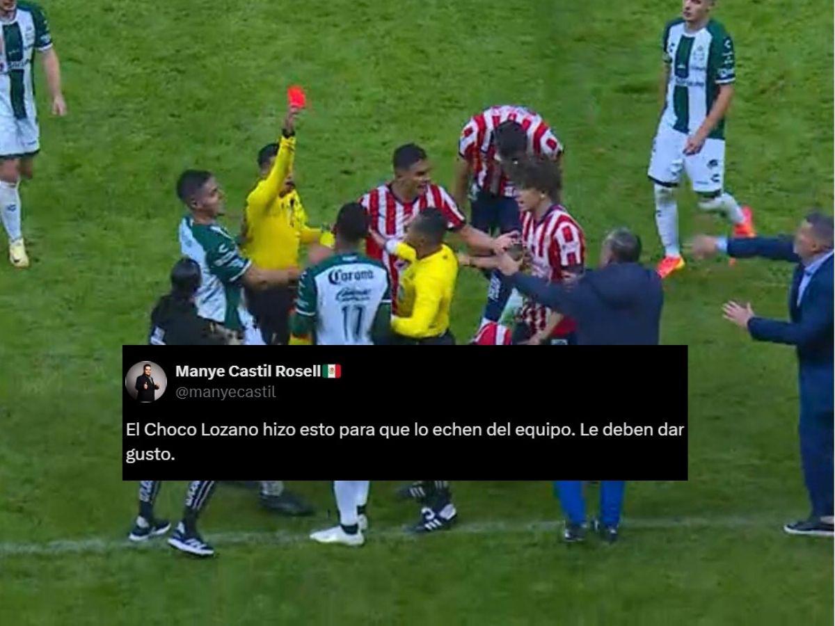 Prensa mexicana arremete contra el “Choco” Lozano tras infantil expulsión en el Santos vs Chivas: “Increíble”