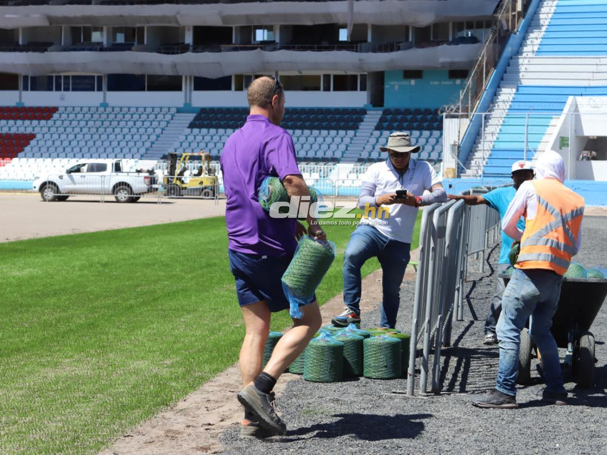 ¡Como mesa de billar! Así avanza la instalación de la nueva grama del Estadio Nacional Chelato Uclés, ¿cuándo quedaría lista?