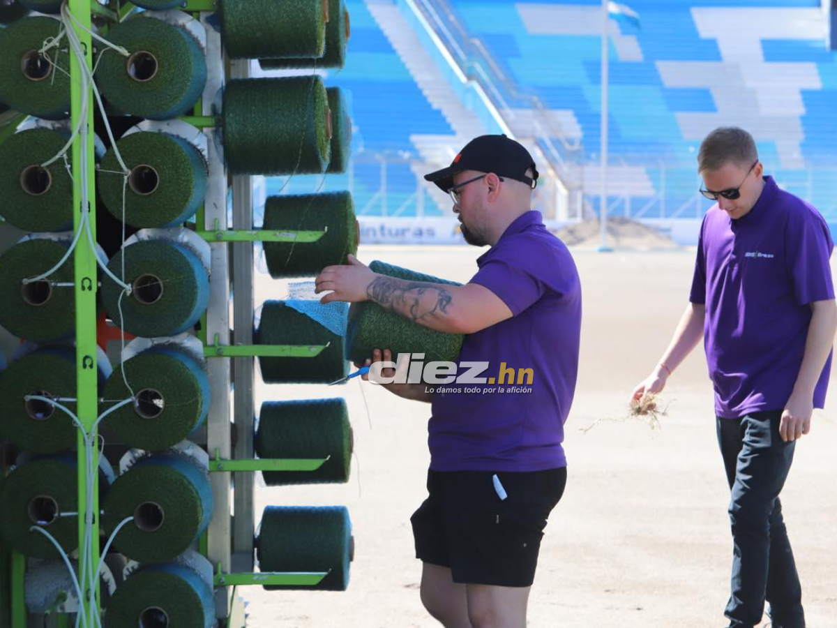 ¡Como mesa de billar! Así avanza la instalación de la nueva grama del Estadio Nacional Chelato Uclés, ¿cuándo quedaría lista?