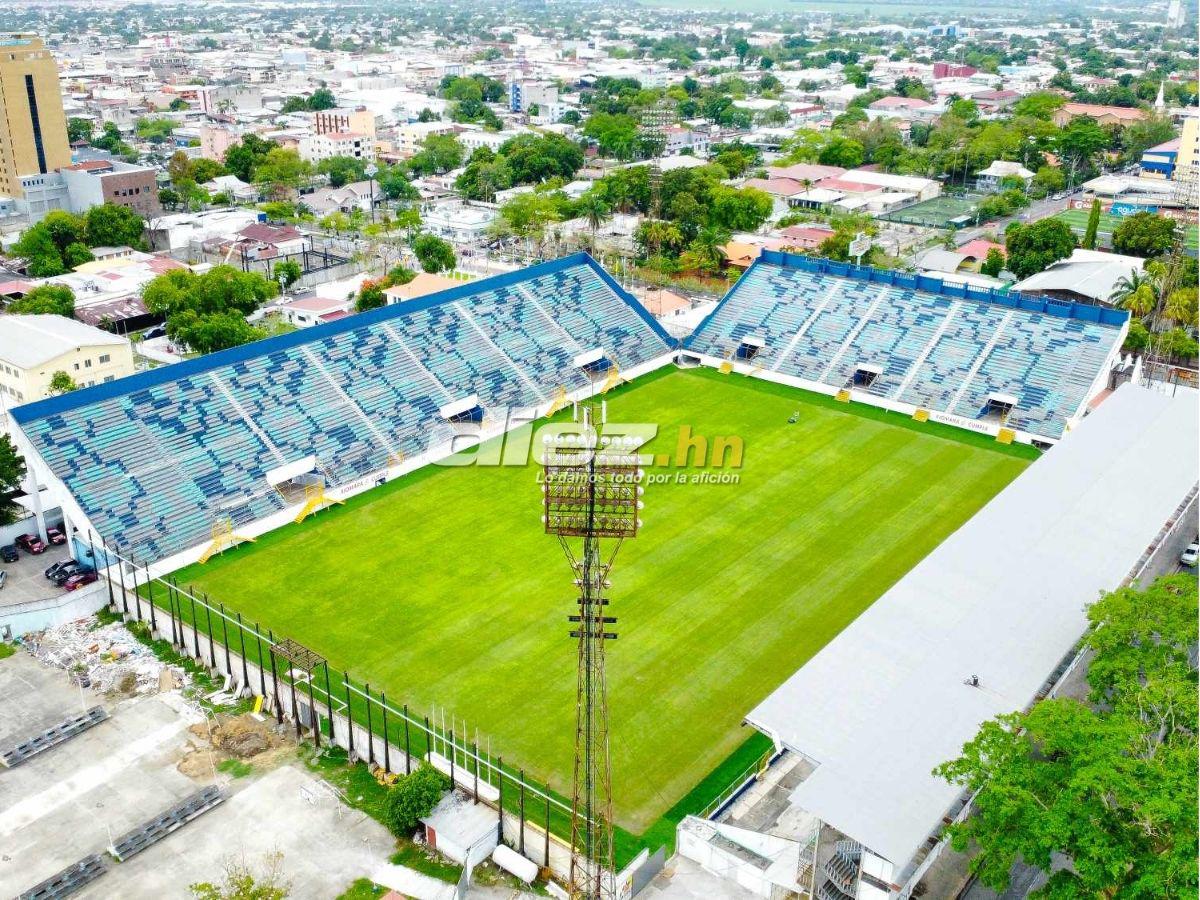 ¡Es una alfombra! Estadio Francisco Morazán luce impresionante desde la altura y está en la fase final del proyecto