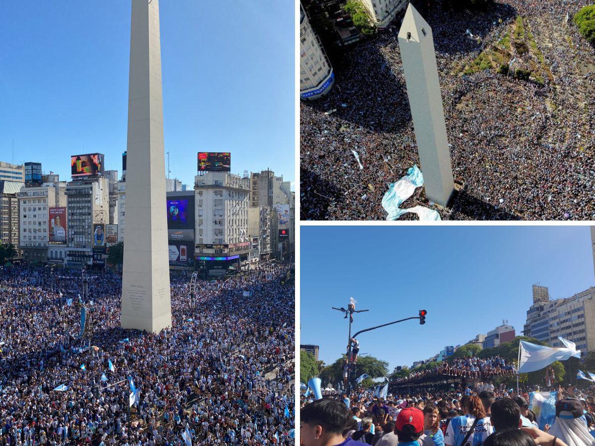 Una marea de gente y feriado nacional: Locura total en el Obelisco por el título de Argentina en la Copa del Mundo