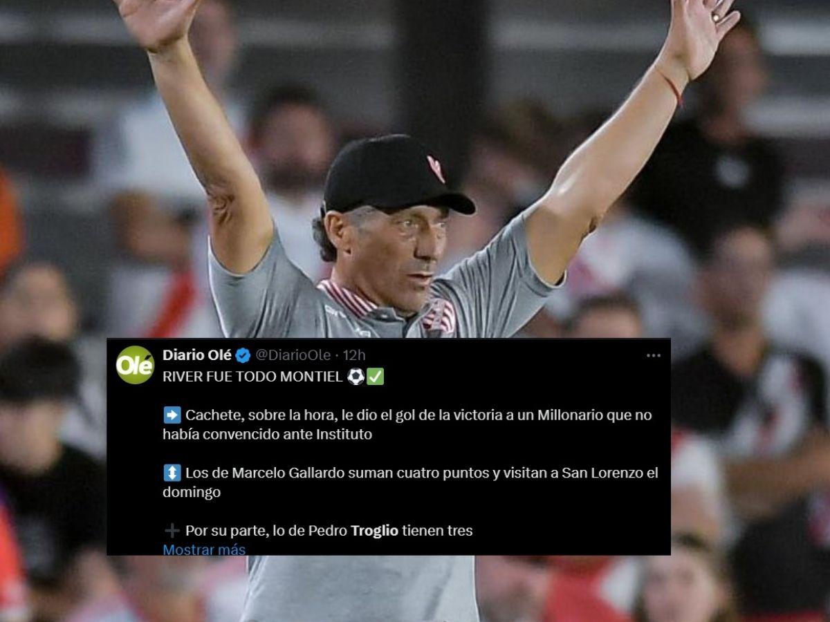 Prensa de Argentina se rinde ante Troglio a pesar de la derrota con River en el Monumental: “es bravísimo”