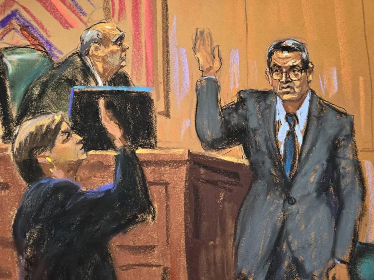 Las primeras imágenes de Juan Orlando Hernández, expresidente de Honduras, declarando en su juicio en Nueva York