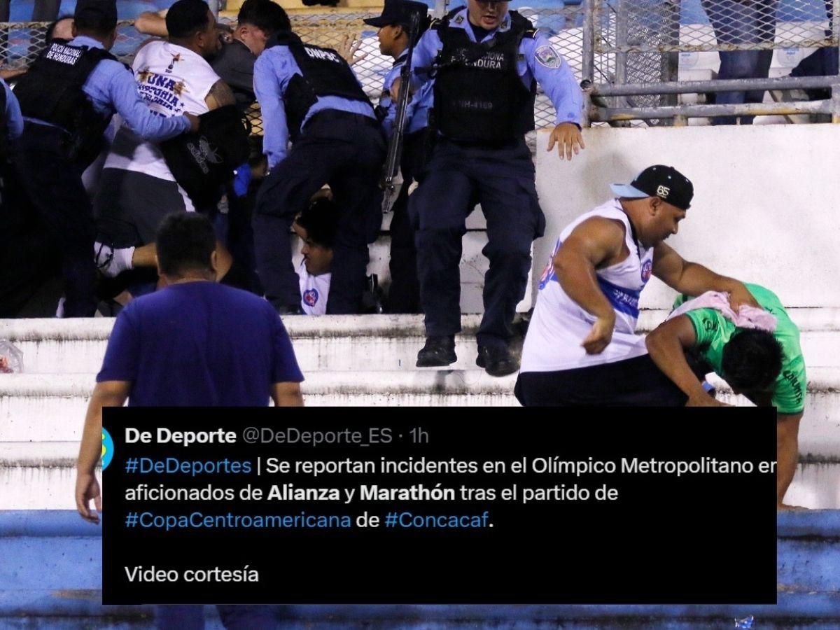 Prensa salvadoreña divulga nuevas imágenes del zafarrancho Marathón - Alianza y arremeten: “Reprochable”