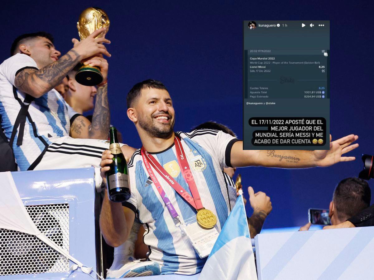La apuesta que hizo el “Kun” Agüero por Messi en el Mundial y el dineral que ganó; lo publicó en redes sociales
