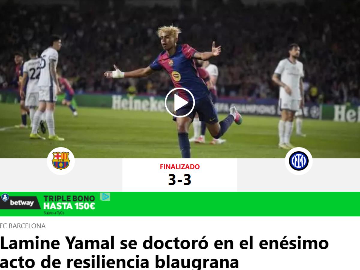 Resultado injusto, Homenaje al fútbol: así reaccionó la prensa tras el empate entre Barcelona ante Inter en Champions