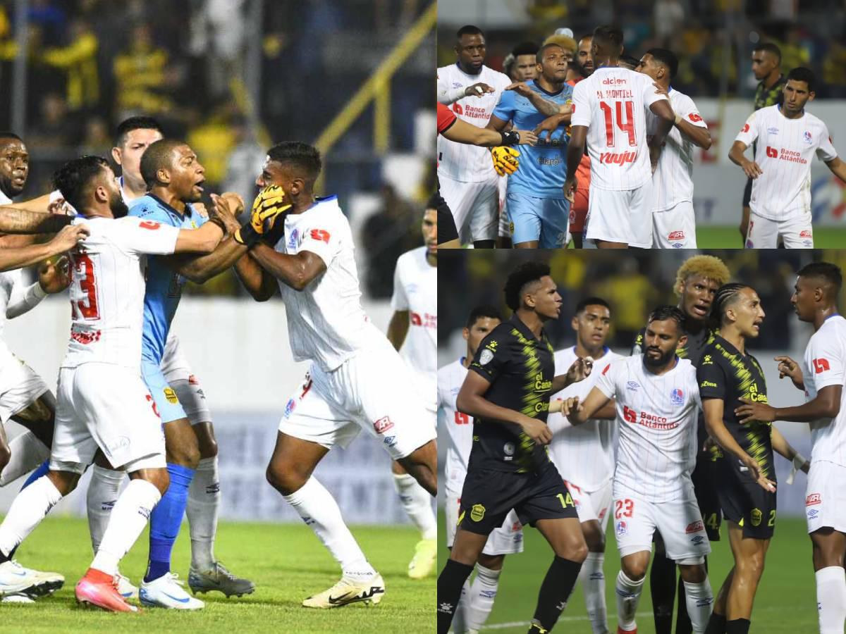 ¡Bronca en el clásico! Buba López estuvo incontrolable y el juego Real España vs Olimpia tuvo su nota negativa