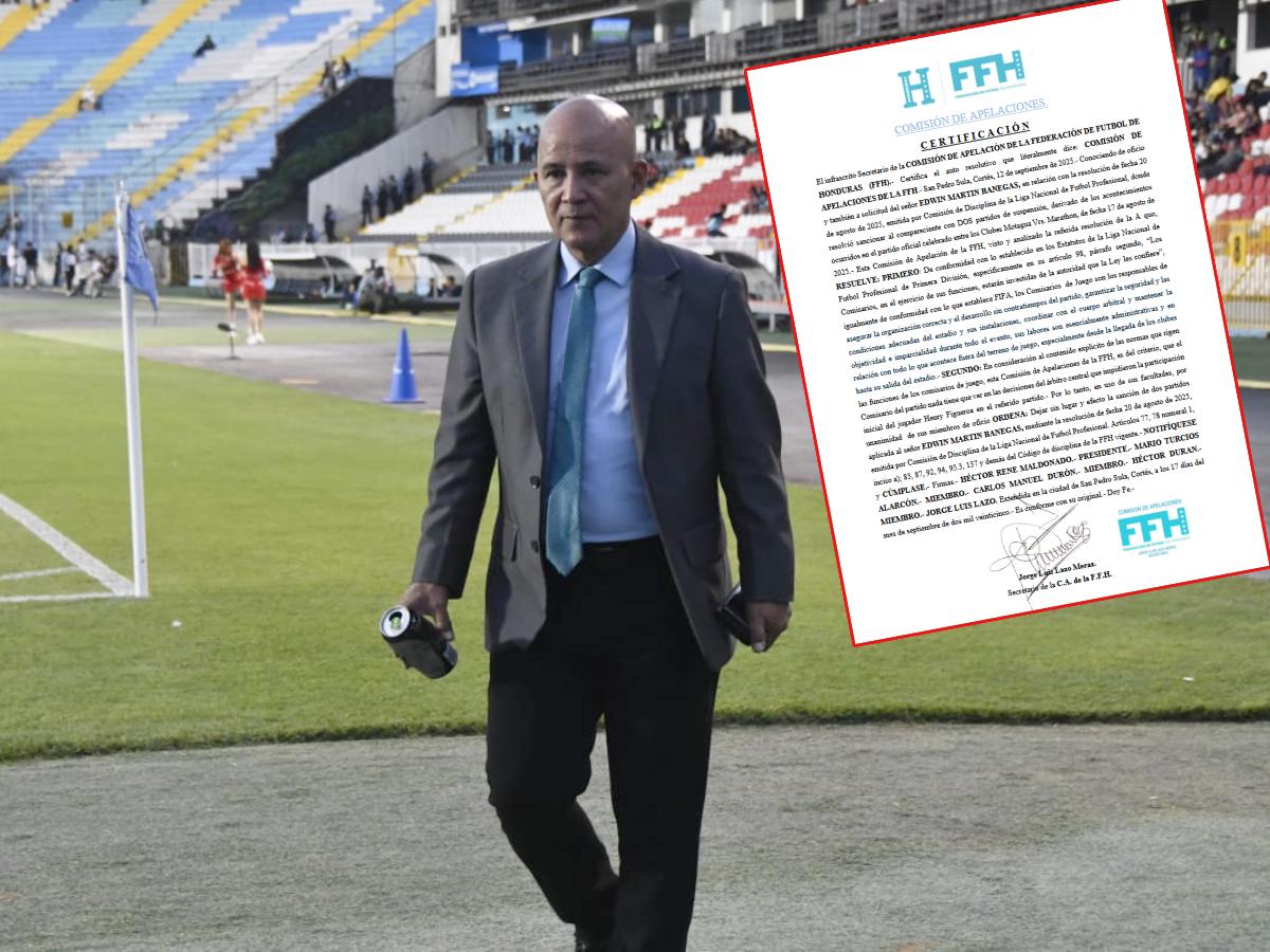 Comisión de Apelaciones de la FFH deja sin lugar sanción a Comisario de Liga Nacional, Edwin Banegas