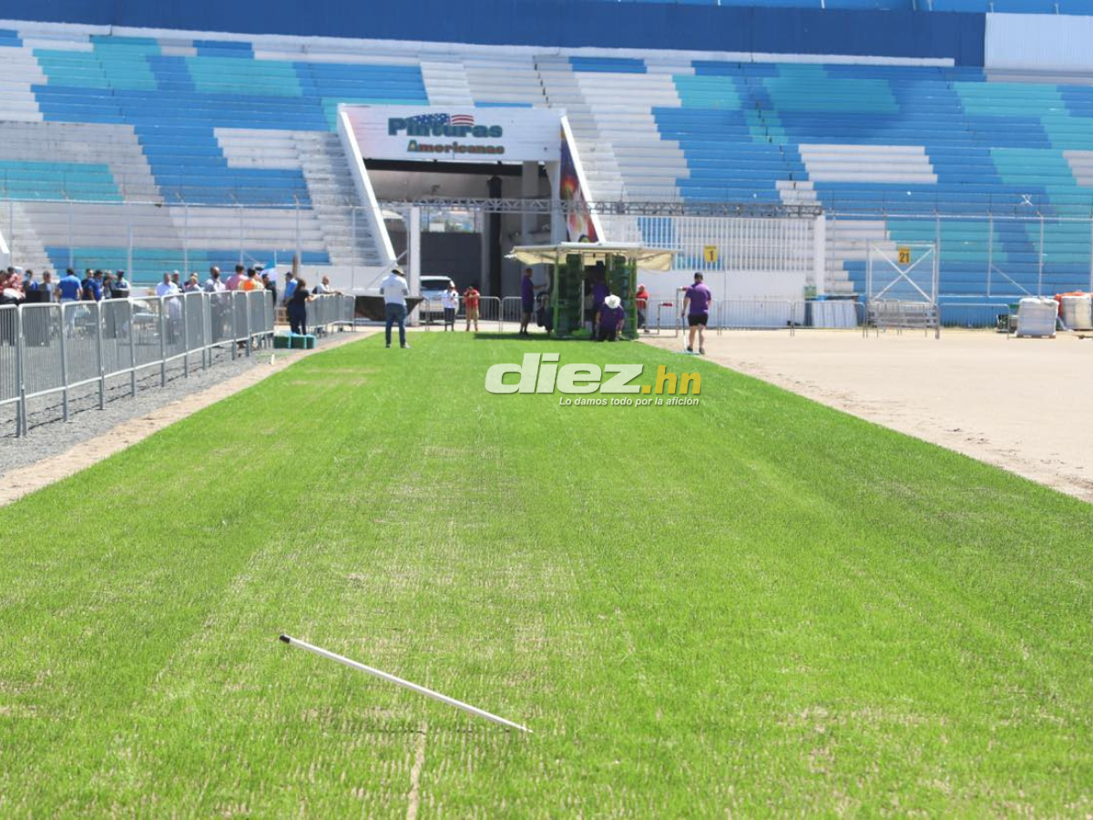 ¡Como mesa de billar! Así avanza la instalación de la nueva grama del Estadio Nacional Chelato Uclés, ¿cuándo quedaría lista?