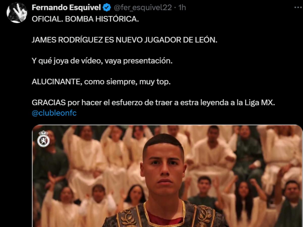 “Una leyenda del fútbol mundial”, “Cine”: así reaccionó la prensa mexicana al fichaje de James Rodríguez por Club León