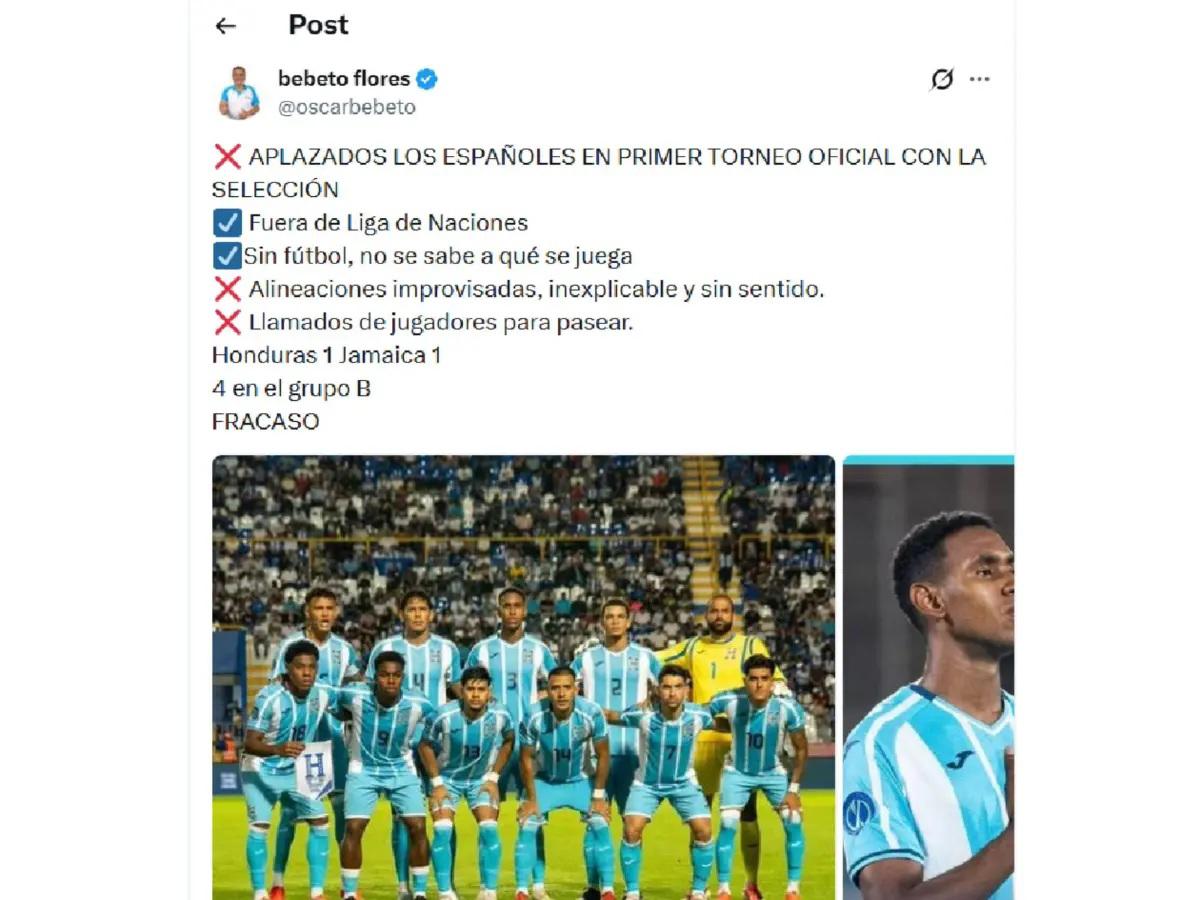 Pavón señala esto y la reacción tras el fracaso de Honduras: No deben volver