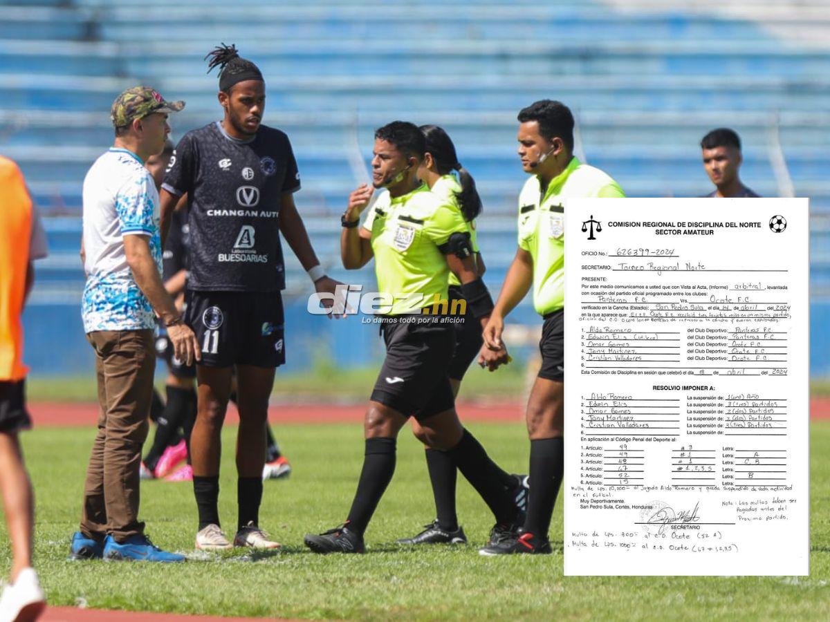 El duro castigo que recibió futbolista de Panteras FC por agredir a un árbitro en la Liga Mayor de Honduras