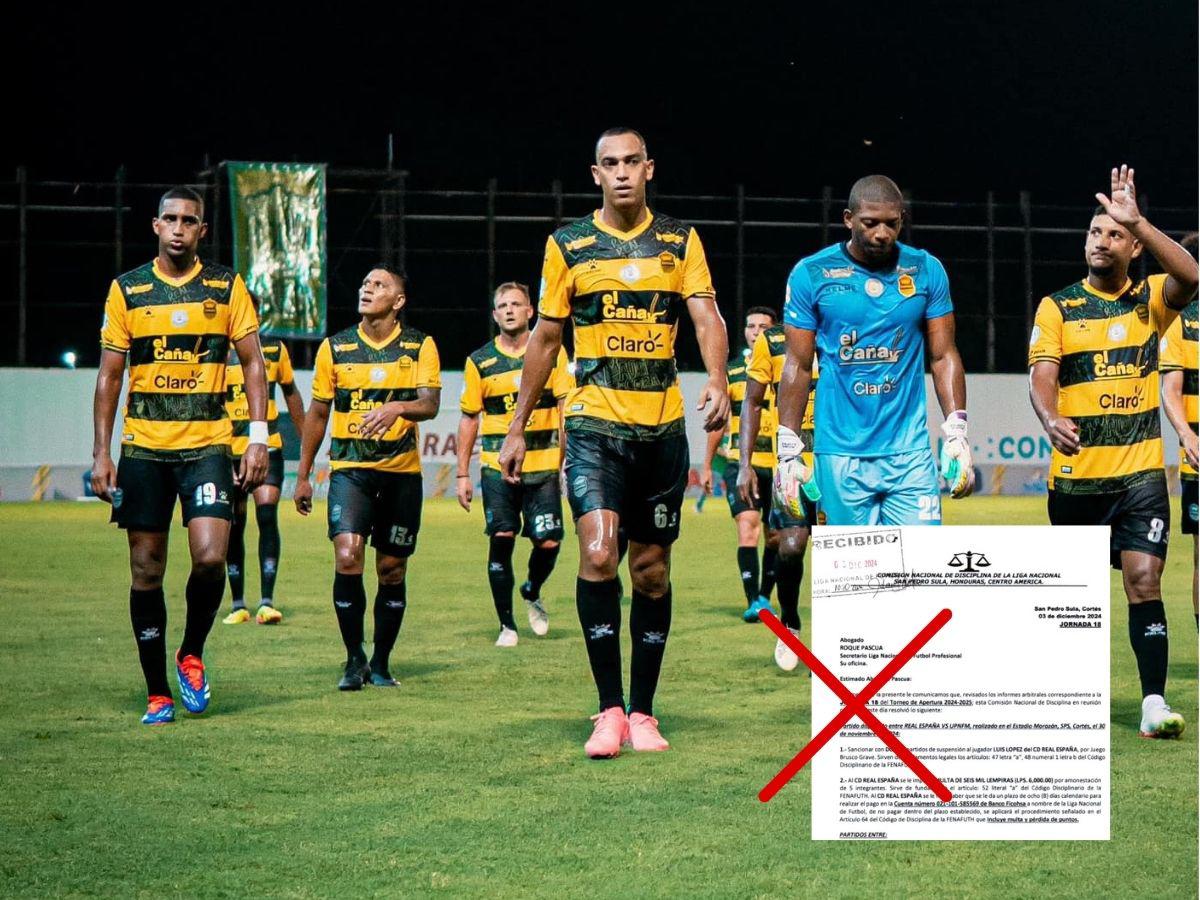Real España recibe duro revés de la Comisión de Disciplina: ¡figura de “La Máquina” se pierde el repechaje!