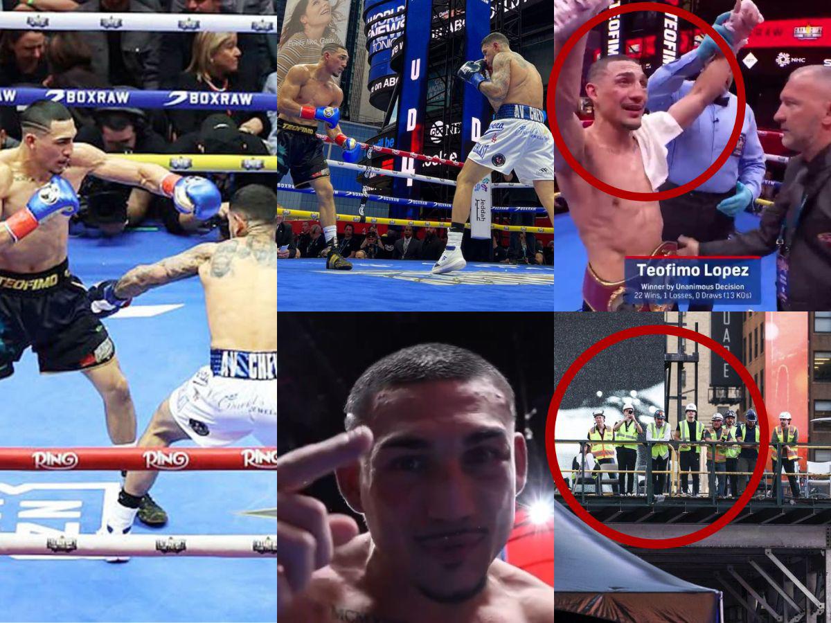 Teófimo López rompe en llanto, albañiles con palco de lujo y eufórica celebración del catracho tras vencer a Barboza