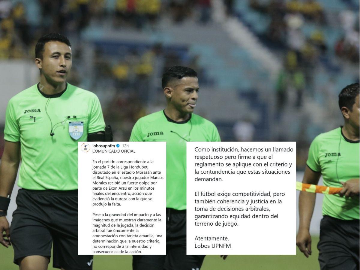 Lobos explota ante el arbitraje por brutal falta contra Marcos Morales frente a Real España: El fútbol exige justicia